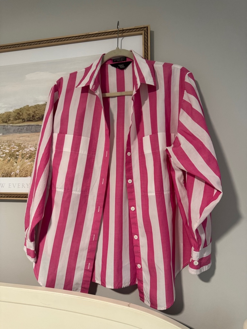 Bold Pink & White Striped Button-Up Shirt
100% Cotton